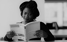 African American woman reading