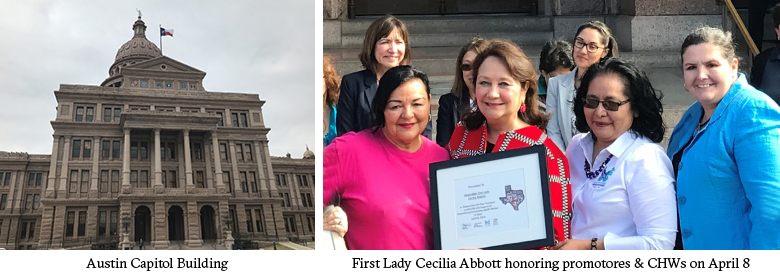 First Lady Cecilia Abbott honoring promotores & CHWs on April 8 on the Austin Capitol Building