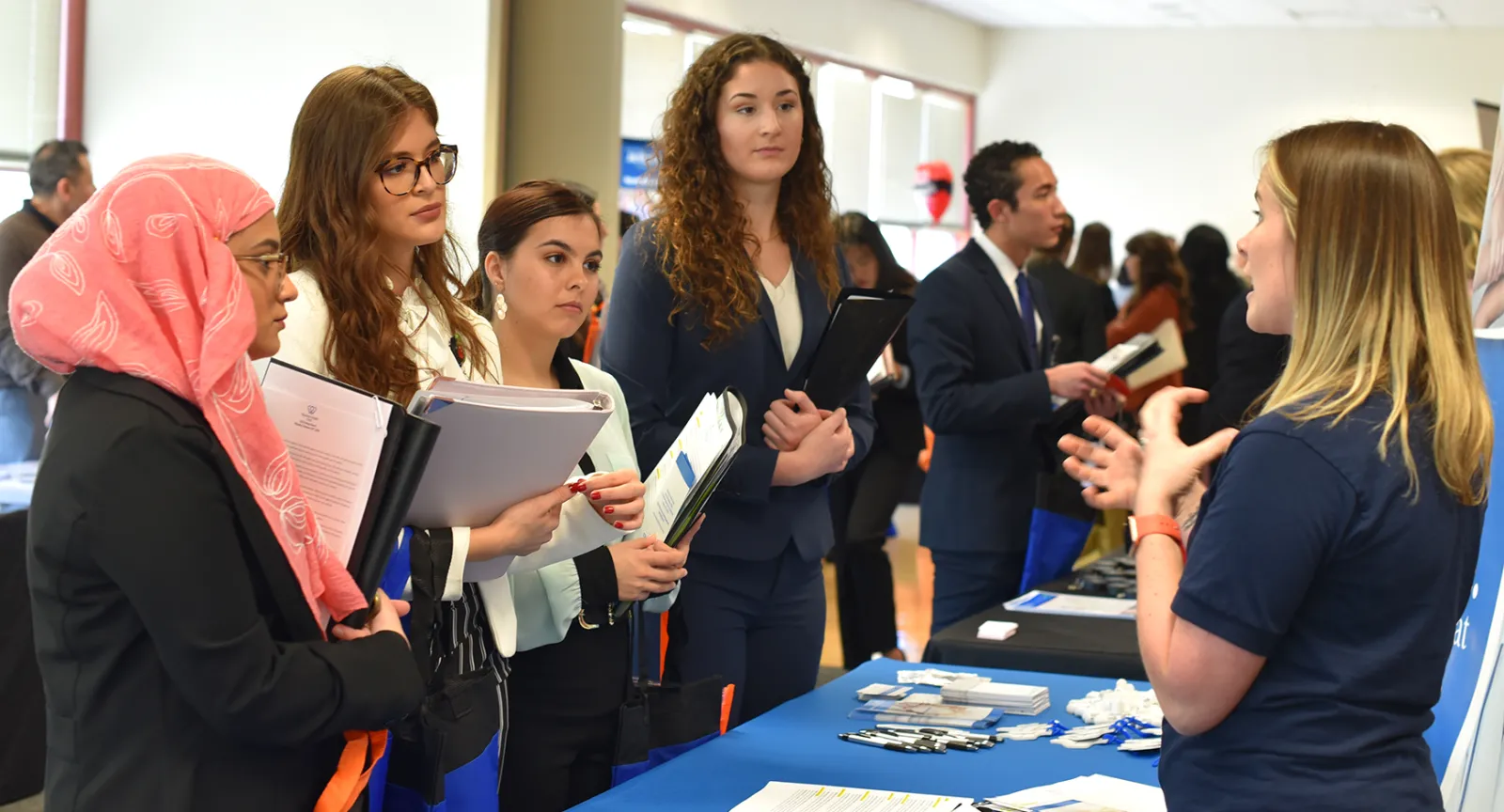 Nursing students attending the career fair event
