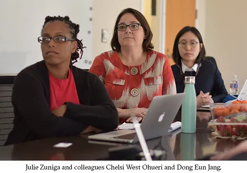 Julie Zuniga and colleagues Chelsi West Ohueri and Dong Eun Jang