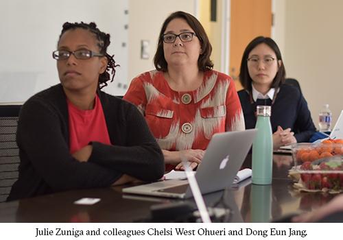 Julie Zuniga and colleagues Chelsi West Ohueri and Dong Eun Jang