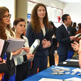 Nursing students attending the career fair event