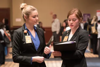 Nursing students attending the career fair event