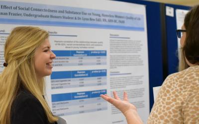 Nursing student at the poster presentation