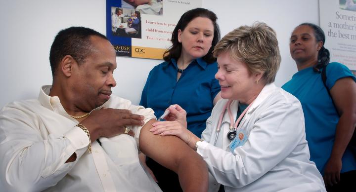 Patience getting a flu shot