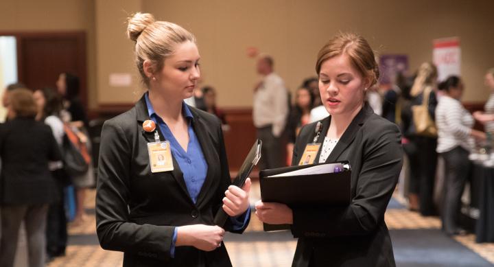 Nursing students attending the career fair event