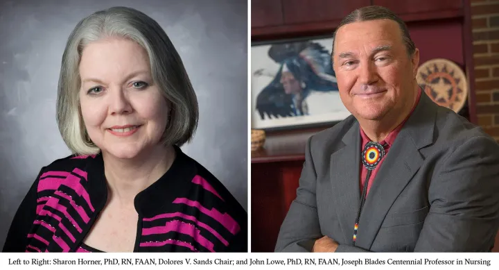Sharon Horner, PhD, RN, FAAN, Dolores V. Sands Chair; and John Lowe, PhD, RN, FAAN, Joseph Blades Ce