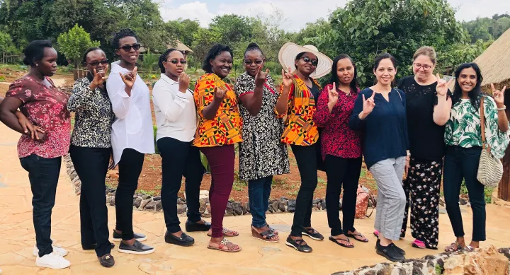 Dr. Janice Hernandez, Dr. Julie Zuñiga, and Dr. Davika Reid (R) with clinical nurse educators from Moi Teaching and Referral Hospital