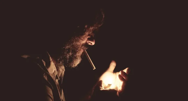 Man Smoking Cigarette
