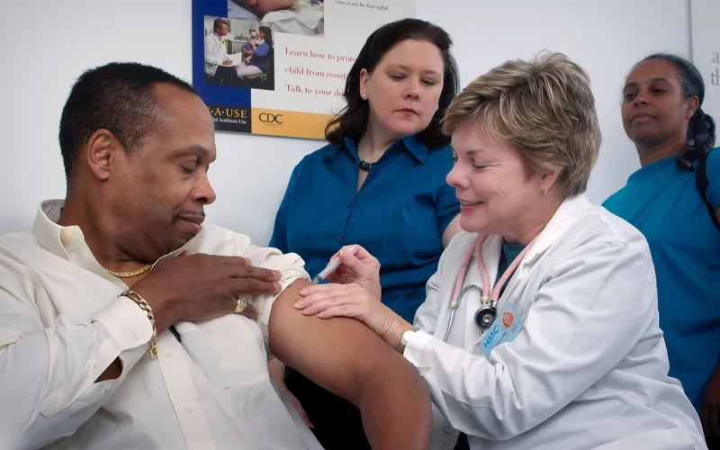 Patience getting a flu shot